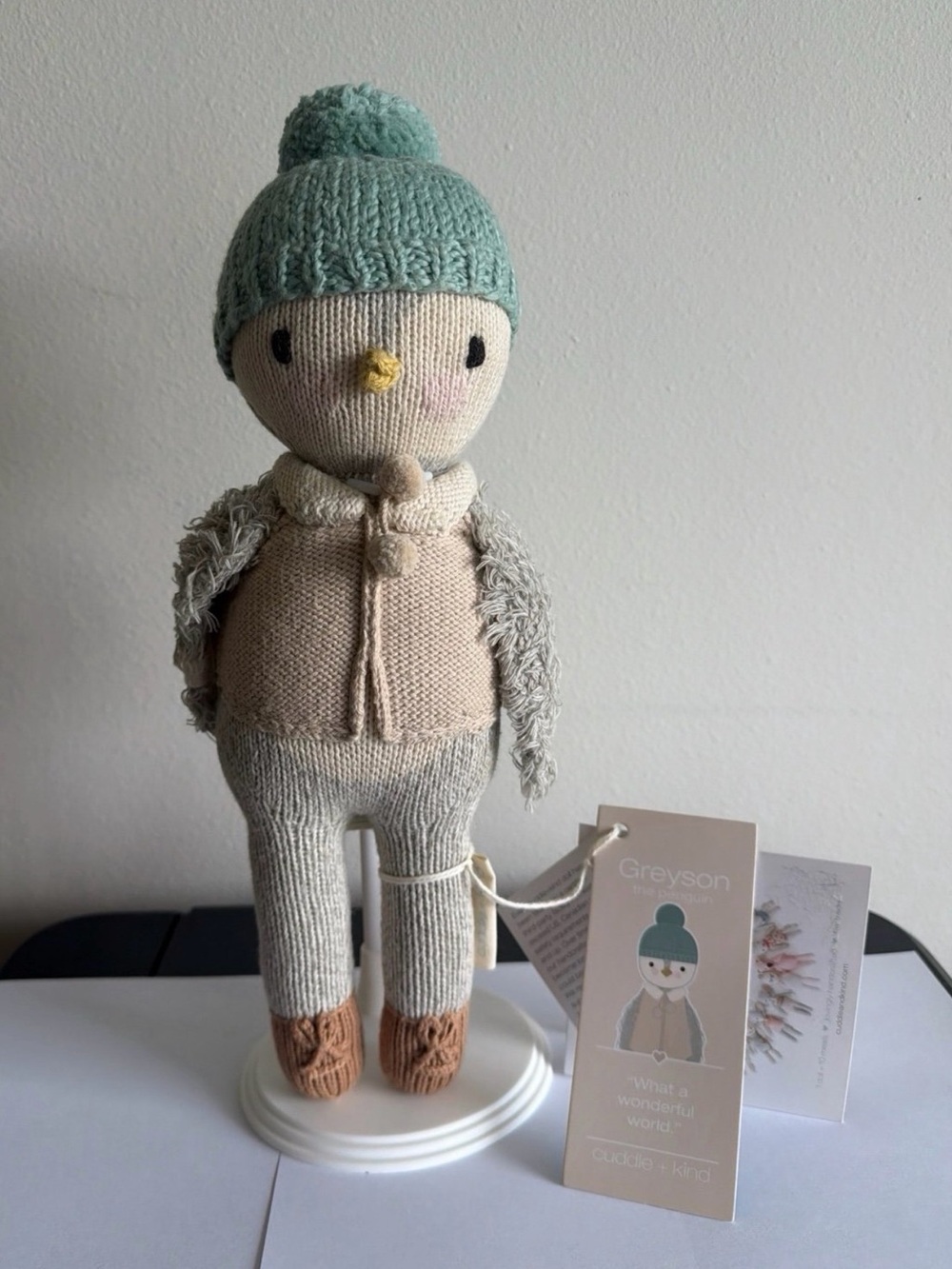 Cuddle + Kind Greyson the Penguin Knit Plush with Brown Booties